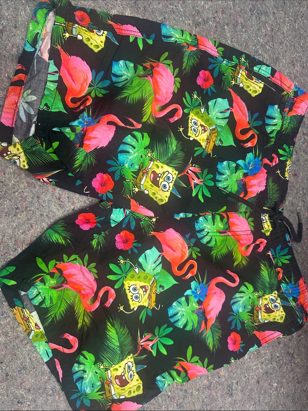 H&M Black Flamingo & Sponge Pattern Women's Bermuda Shorts
